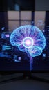 Futuristic Artificial Intelligence Brain on Digital Display Royalty Free Stock Photo