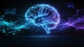 Futuristic Artificial Intelligence Brain with Glowing Blue Neural Network Circuits on Dark Technology Background Royalty Free Stock Photo