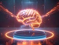 Futuristic Artificial Intelligence Brain with Neural Network Hologram Technology Concept Royalty Free Stock Photo