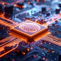 Futuristic AI Brain Chip with Neural Network Circuit and Artificial Intelligence Computing Technology Royalty Free Stock Photo