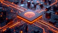 Futuristic AI Brain Processor with Neural Network Circuit and Artificial Intelligence Technology Royalty Free Stock Photo