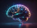 Futuristic Artificial Intelligence Brain with Neural Network and Digital Technology Royalty Free Stock Photo