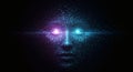 Futuristic Artificial Intelligence Face: Glowing digital identity for technology and connectivity concepts. Royalty Free Stock Photo