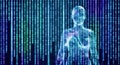 Futuristic Artificial Intelligence Humanoid with Glowing Blue Circuits Royalty Free Stock Photo