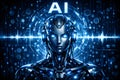Futuristic Artificial Intelligence Interface With Humanoid Robot And Digital Data Visualization Royalty Free Stock Photo