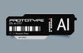 Cyberpunk decal. Futuristic Artificial Intelligence Label AI Prototype with Digital Elements.