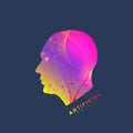 Futuristic Artificial Intelligence and Machine Learning Concept.. Human Big Data Visualization. Wave Flow Communication Royalty Free Stock Photo