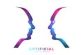Futuristic Artificial Intelligence and Machine Learning Concept. Human Big Data Visualization. Wave Flow Communication