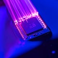 Futuristic Artificial Intelligence Microchip with Fiber Optic Data Streams and Advanced Semiconductor Technology Royalty Free Stock Photo