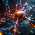 Futuristic Artificial Intelligence Neuron Network with Glowing Synapse Connections, Neural Network AI Technologies Royalty Free Stock Photo