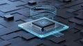 A close-up view of a central processing unit with the letters AI Royalty Free Stock Photo