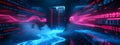 Futuristic Artificial Intelligence Server Concept with Binary Data Stream Royalty Free Stock Photo