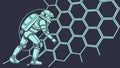 Futuristic astronaut in advanced suit against honeycomb backdrop, space tech, vector design Generative AI Royalty Free Stock Photo
