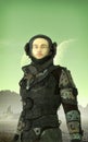 Futuristic astronaut on alien planet Royalty Free Stock Photo