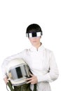 Futuristic astronaut helmet woman