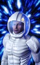 Futuristic astronaut in white space suit