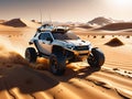 Futuristic Astronauts Drive Rover Across Cereal Desert