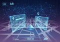 Futuristic augmented reality (AR) navigation interface showcasing a Royalty Free Stock Photo