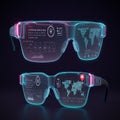 Futuristic augmented reality glasses with digital interfaces on the lenses, displaying Royalty Free Stock Photo