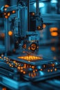 Futuristic automated robotic machine with precision technology in high-tech industrial manufacturing environment