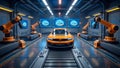 Futuristic Automotive Assembly Line: Where Robotics Meets Precision Engineering Royalty Free Stock Photo