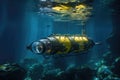 futuristic autonomous underwater vehicle exploring depths