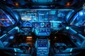 Futuristic autonomous vehicle cockpit. Interior of unmanned car dashboard Royalty Free Stock Photo