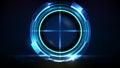 Futuristic background of blue technology sniper sight with measurement marks ui hud display sniper longest range gun