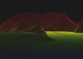 Futuristic background with a colourful abstract wireframe landscape Royalty Free Stock Photo