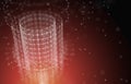 Futuristic Background. 3d Render Illustration. Abstract architecture.Space construction. Dark sci-fi backdrop. Dots and