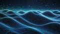 Futuristic Glowing Digital Wave with Neon Blue Particles Background Royalty Free Stock Photo