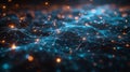 A futuristic background featuring a cybernetic grid adorned with luminous lines and nodes against a dark backdrop, symbolizing the