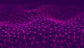 Abstract network of connected dots and lines forming a waving digital plexus surface. Royalty Free Stock Photo