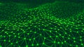 Abstract network of connected dots and lines forming a waving digital plexus surface. Royalty Free Stock Photo