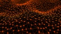 Abstract network of connected dots and lines forming a waving digital plexus surface. Royalty Free Stock Photo