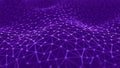 Abstract network of connected dots and lines forming a waving digital plexus surface. Royalty Free Stock Photo