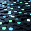 A futuristic background of glowing blue and green hexagonal tiles pattern. vector design Generative AI Royalty Free Stock Photo