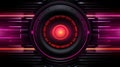 Futuristic banner of digital art. Speaker with sound wave background and light effect. Royalty Free Stock Photo