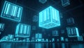 Futuristic Barcode Cubes in Cyberspace Royalty Free Stock Photo