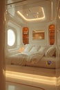 A futuristic bedroom in bright colors. 3d illustration