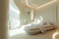 A futuristic bedroom in bright colors. 3d illustration