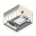 Futuristic Bedroom Interior Isometric Composition