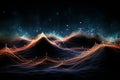 Futuristic Big Data Visualization Wave Connecting Neural Network on Earth