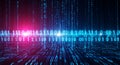 Futuristic binary code background with neon blue and pink digital data stream matrix effect Royalty Free Stock Photo