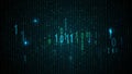 Futuristic binary code digital data visualization in dark background Royalty Free Stock Photo