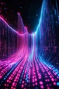 Futuristic Binary Code Waveform, Abstract Digital 3D Rendering, Technology Background