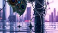 Futuristic Biomechanical Cityscape Reflections Royalty Free Stock Photo