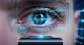 Futuristic Biometric Eye Scan with Digital Data Overlay Royalty Free Stock Photo