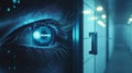 Futuristic biometric eye scan security system verification