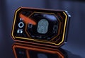 Futuristic biometric scanner interface on sleek device, login, design